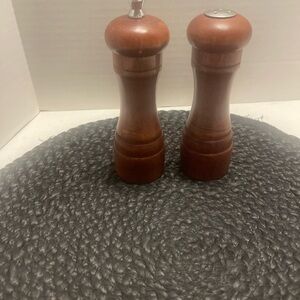 Vintage Mr., Dudley Wooden Salt and Pepper Shakers - Brown MCM 1970s